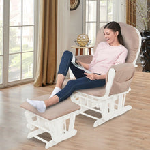 Load image into Gallery viewer, Multifunctional Wooden Glider Rocking Chair Set with Footrest