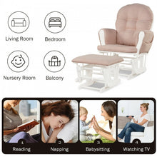 Load image into Gallery viewer, Multifunctional Wooden Glider Rocking Chair Set with Footrest