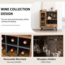 Load image into Gallery viewer, Costway Mid-Century Vintage Liquor Bar Cabinet with Glass Rack and Removable Wine Shelf - Suitable for Restaurant and Kitchen