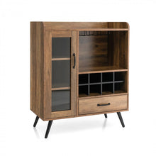 Load image into Gallery viewer, Costway Mid-Century Vintage Liquor Bar Cabinet with Glass Rack and Removable Wine Shelf - Suitable for Restaurant and Kitchen