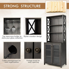 Load image into Gallery viewer, Costway Vintage Bar Cabinet Storage Unit with Adjustable Shelves - Suitable for Restaurant, Kitchen, and Bar