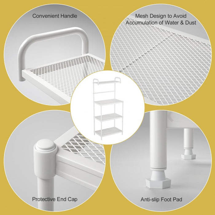 4-Tier White Metal Microwave Oven Shelf Rack