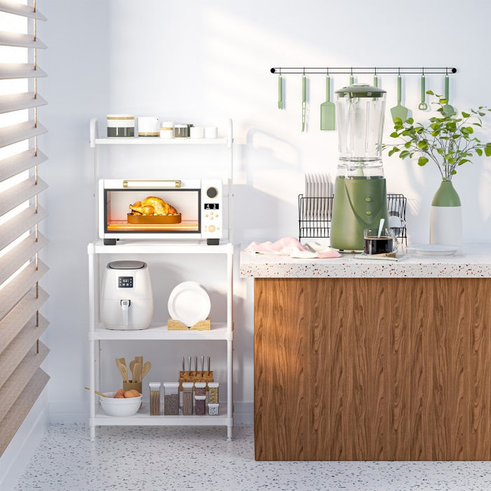 4-Tier White Metal Microwave Oven Shelf Rack