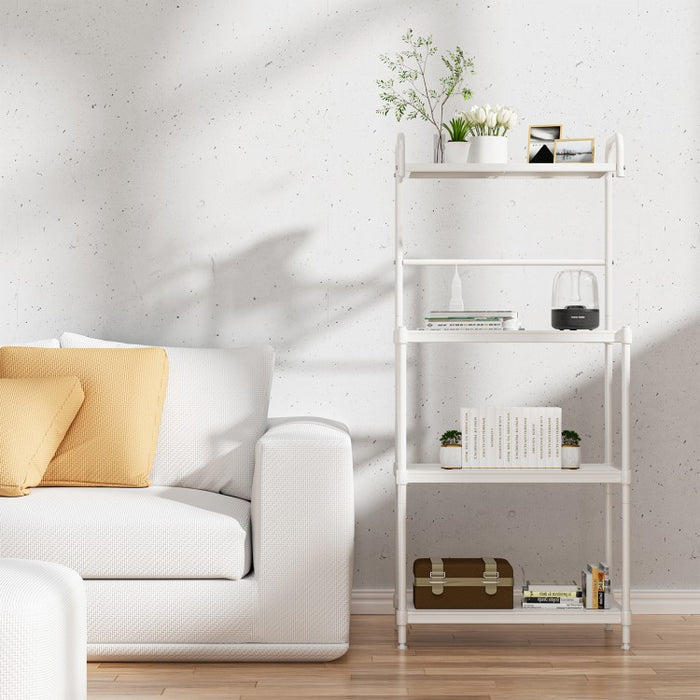 4-Tier White Metal Microwave Oven Shelf Rack