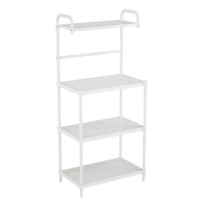 4-Tier White Metal Microwave Oven Shelf Rack