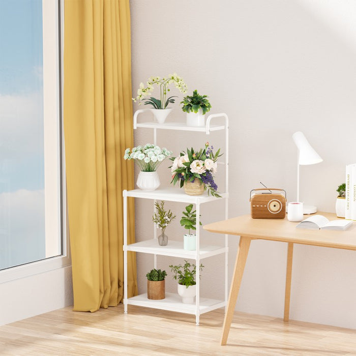 4-Tier White Metal Microwave Oven Shelf Rack