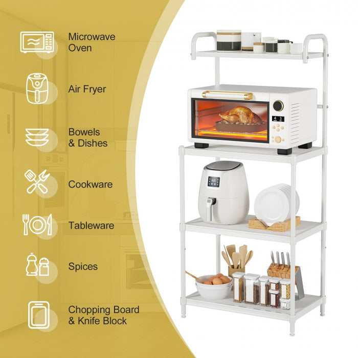 4-Tier White Metal Microwave Oven Shelf Rack