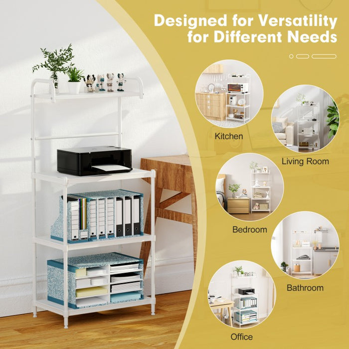 4-Tier White Metal Microwave Oven Shelf Rack