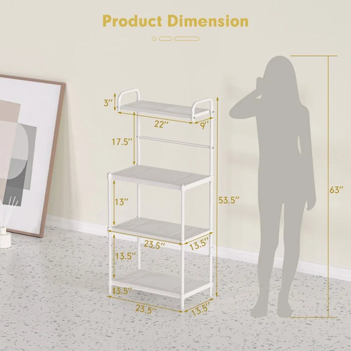 4-Tier White Metal Microwave Oven Shelf Rack