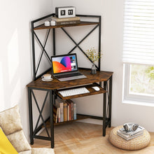 Load image into Gallery viewer, L-Shaped Multifunctional Office Desk with Keyboard Tray and Storage