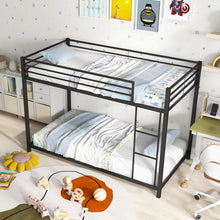 Load image into Gallery viewer, Black Metal Bunk Bed with Guardrail and Ladder