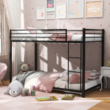 Load image into Gallery viewer, Black Metal Bunk Bed with Guardrail and Ladder