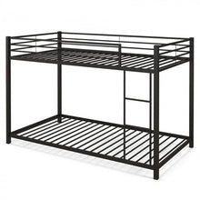 Load image into Gallery viewer, Black Metal Bunk Bed with Guardrail and Ladder