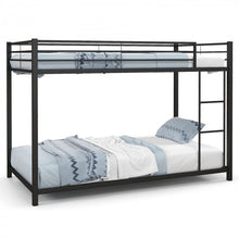 Load image into Gallery viewer, Black Metal Bunk Bed with Guardrail and Ladder