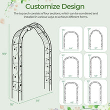 Charger l'image dans la galerie, Outdoor Garden Black Metal Decorative Arch Pergola Plant Trellis - Ideal for Climbing Plants