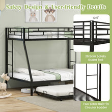 Load image into Gallery viewer, Metal Bunk Bed with Pull-out Trundle Bed for Dorms and Guest Rooms