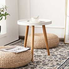 Load image into Gallery viewer, White Wooden Round Sofa Tray Table and Coffee Table