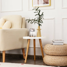 Load image into Gallery viewer, White Wooden Round Sofa Tray Table and Coffee Table