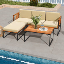 Charger l'image dans la galerie, Costway Outdoor Lounge Chair Sectional Sofa 5-Piece Set with Coffee Table - Metal Frame Suitable for Backyard and Garden