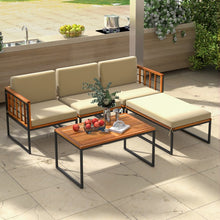 Charger l'image dans la galerie, Costway Outdoor Lounge Chair Sectional Sofa 5-Piece Set with Coffee Table - Metal Frame Suitable for Backyard and Garden