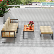 Charger l'image dans la galerie, Costway Outdoor Lounge Chair Sectional Sofa 5-Piece Set with Coffee Table - Metal Frame Suitable for Backyard and Garden