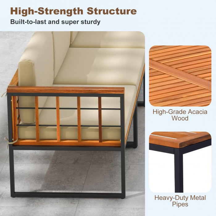 Costway Outdoor Lounge Chair Sectional Sofa 5-Piece Set with Coffee Table - Metal Frame Suitable for Backyard and Garden