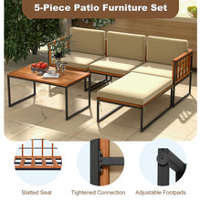Charger l'image dans la galerie, Costway Outdoor Lounge Chair Sectional Sofa 5-Piece Set with Coffee Table - Metal Frame Suitable for Backyard and Garden