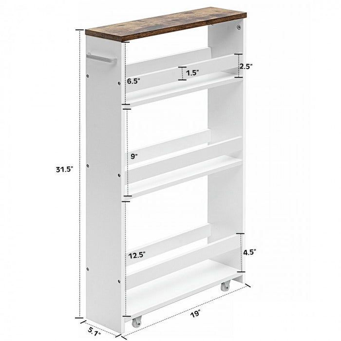 4-Tier Rolling Kitchen Storage Cart with Handles
