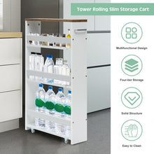 Charger l'image dans la galerie, 4-Tier Rolling Kitchen Storage Cart with Handles