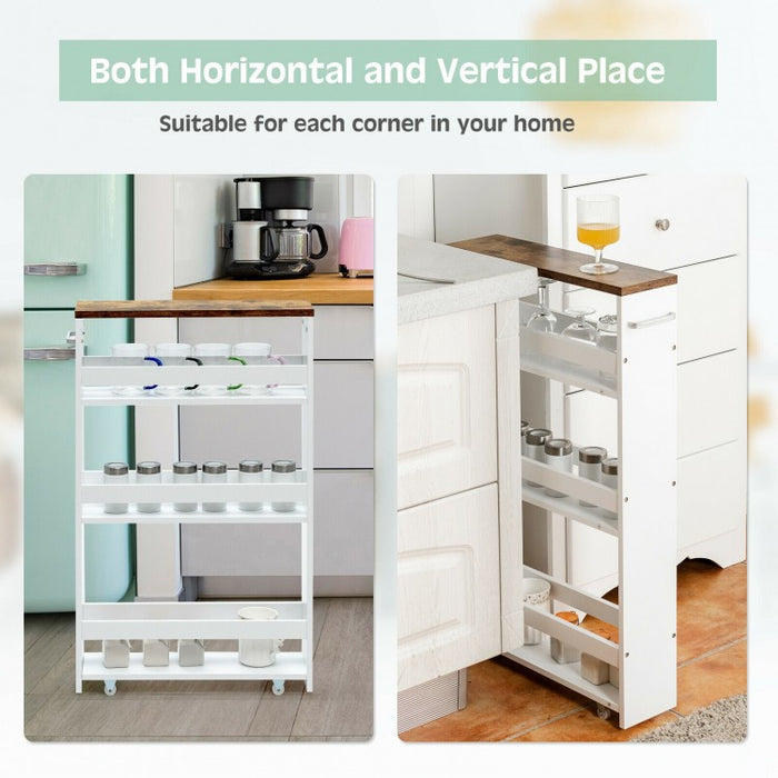 4-Tier Rolling Kitchen Storage Cart with Handles