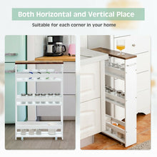 Charger l'image dans la galerie, 4-Tier Rolling Kitchen Storage Cart with Handles