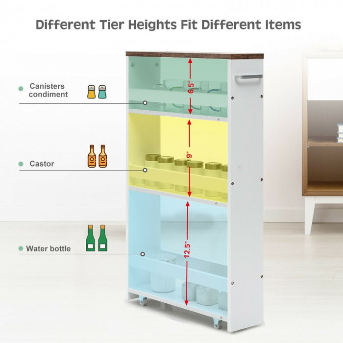 4-Tier Rolling Kitchen Storage Cart with Handles