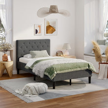 Load image into Gallery viewer, Gray Modern Bedroom Tufted Headboard with Soft Padding and Bed Frame