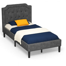 Load image into Gallery viewer, Gray Bedroom Double Upholstered Bed Frame with Headboard