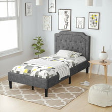 Load image into Gallery viewer, Gray Bedroom Double Upholstered Bed Frame with Headboard