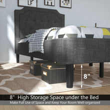 Load image into Gallery viewer, Gray Bedroom Double Upholstered Bed Frame with Headboard