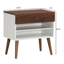Charger l'image dans la galerie, Costway Mid Century Sofa Side Table Vintage Nightstand with Drawer and Shelf - Suitable for Living Room and Bedroom