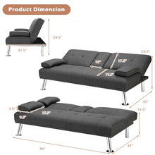 Load image into Gallery viewer, Convertible Gray Futon Sofa Bed - Foldable Living Room Furniture
