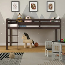Load image into Gallery viewer, Modern Minimalist Bedroom Loft Bed with Guardrail and Ladder