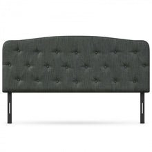 Load image into Gallery viewer, Full-Size Grey Minimalist Linen Button-Tufted Upholstered Headboard