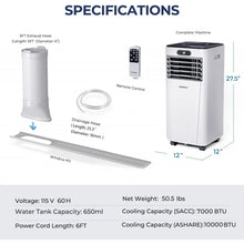 Load image into Gallery viewer, 10000 BTU Multifunctional Portable Air Conditioner with Remote Control and Panel Control