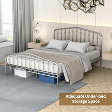Load image into Gallery viewer, Silver Metal Platform Bed Frame with Non-Slip Feet Pads