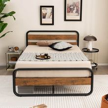 Load image into Gallery viewer, Curved High Headboard Metal Bed Frame