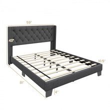 Load image into Gallery viewer, Modern Minimalist Gray Upholstered Headboard Bed Frame