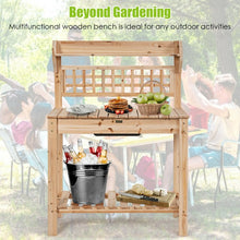 Charger l'image dans la galerie, Outdoor Garden Wooden Sliding Top Plant Potting Bench