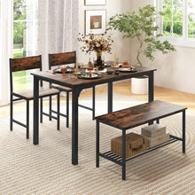 Load image into Gallery viewer, Industrial Style Dining Table Set with Built-in 2 Chairs and 1 Bench - Suitable for Kitchen and Restaurant