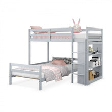Load image into Gallery viewer, Costway Bunk Bed with 3-Tier Shelving Loft Style