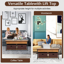 Load image into Gallery viewer, Industrial Style Lift-Top Coffee Table with Hidden Compartment - Suitable for Living Room, Study, and Office