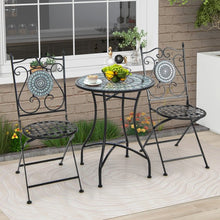 Load image into Gallery viewer, Outdoor Patio Garden Portable Vintage Mosaic Metal Folding Chair