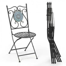Load image into Gallery viewer, Outdoor Patio Garden Portable Vintage Mosaic Metal Folding Chair